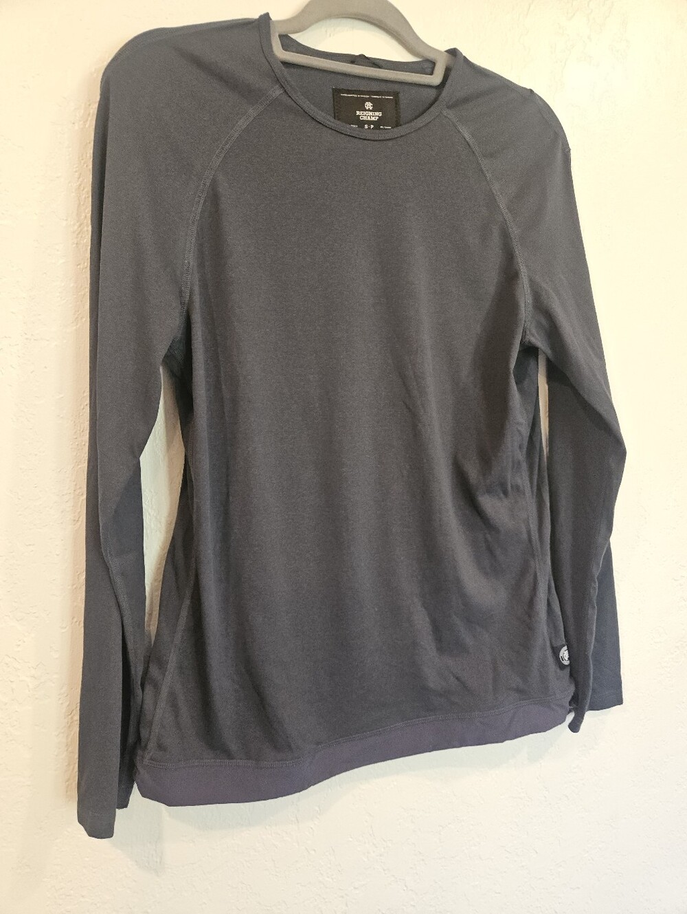 Reigning Champ Long Sleeve Tshirt Mens Navy Blue In Size Small - Drawstring Hem.
